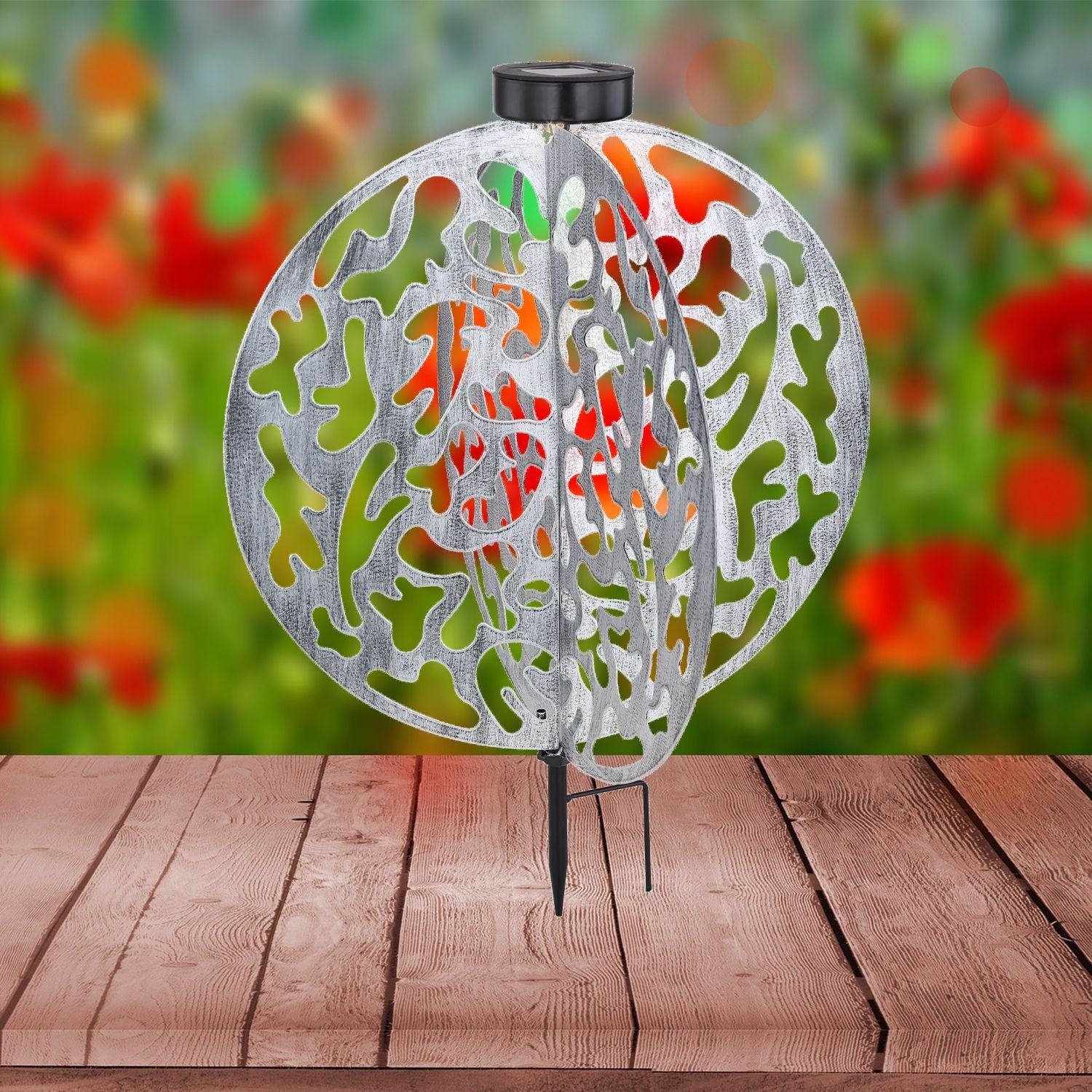 bmf-versand LED Solarleuchte Solarleuchte Garten Scheibe 40cm Solarlampe Außen Leuchte Solar mit, Schalter, Außenlampe, Außenbeleuchtung, LED fest integriert, warmweiß, Gartenbeleuchtung