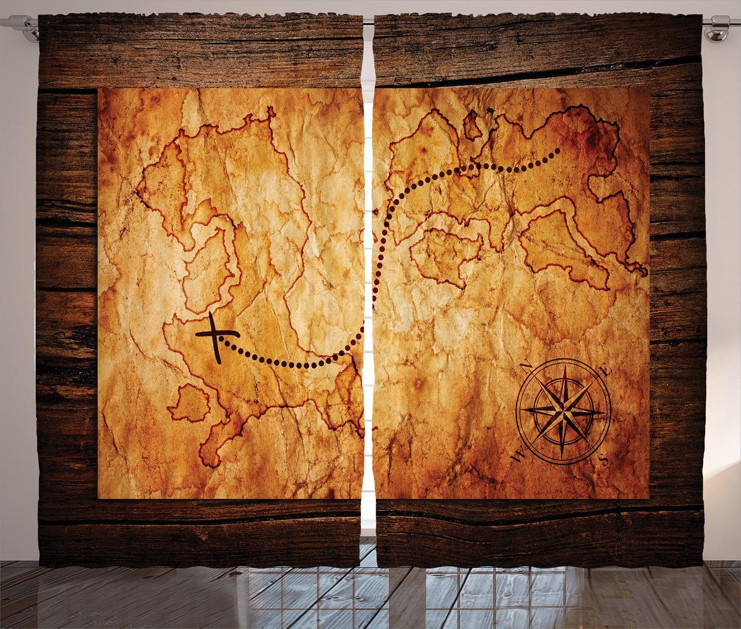 Karte Haken, Abakuhaus, und Gardine Holzwand Schlafzimmer Karte Kräuselband Vorhang mit Schlaufen Antike