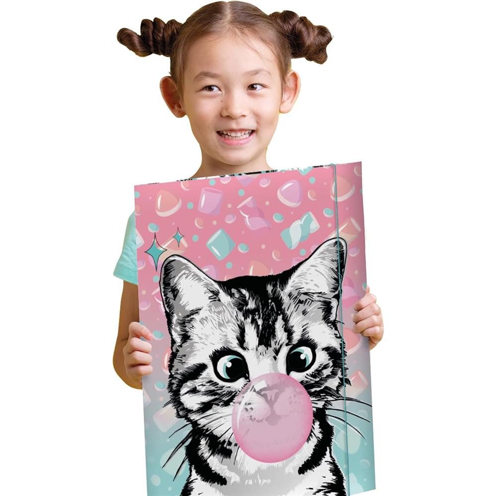 RNK Verlag Organisationsmappe Zeichenmappe Sweet Cat DIN A3 mit Gummizugverschluss, 3 Einschlagklappen, Gummizug, Innen- und Außendruck – Bild 5 von 5