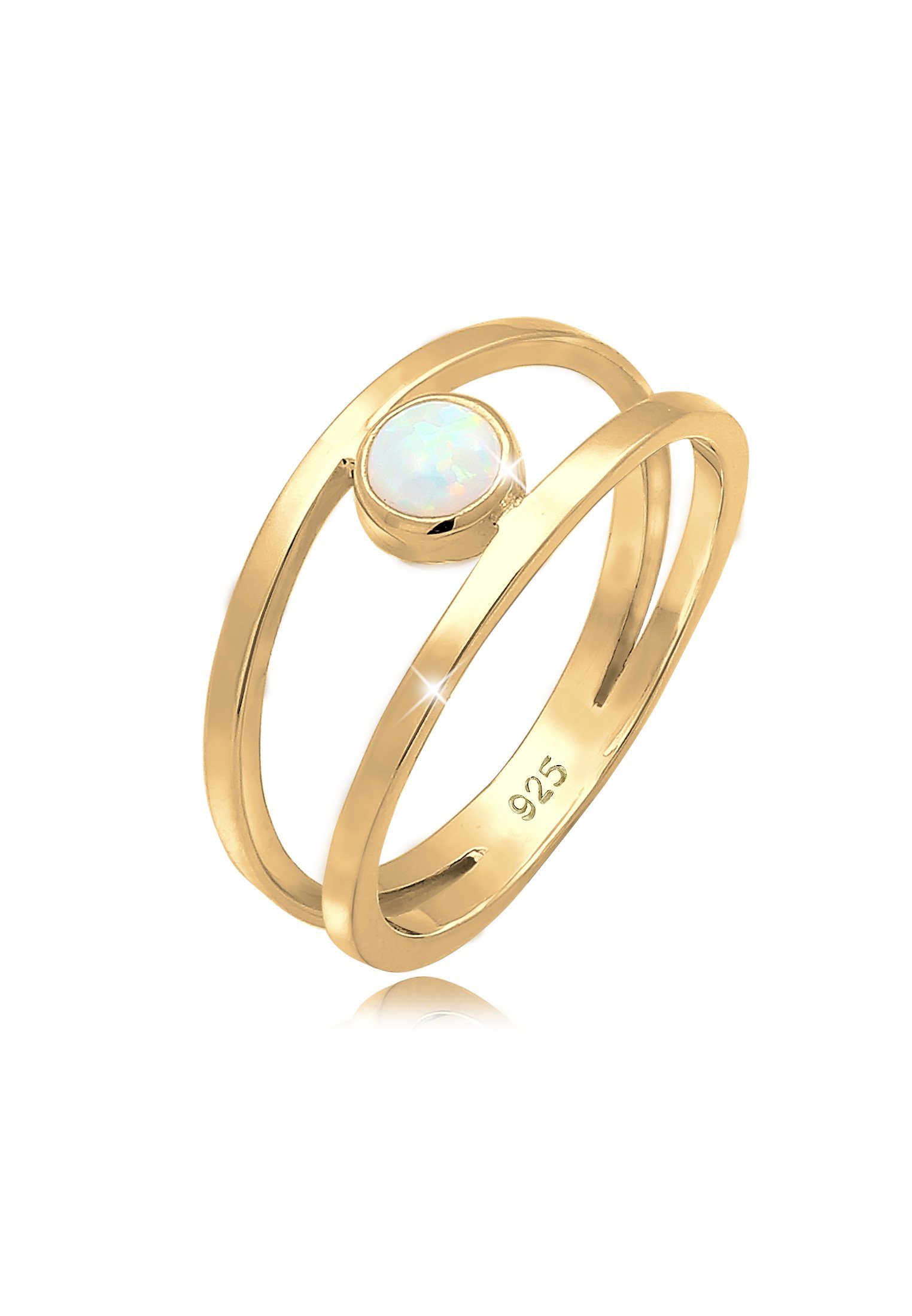Elli Fingerring Bandring Zweireihig Synthetischer Opal günstig online kaufen