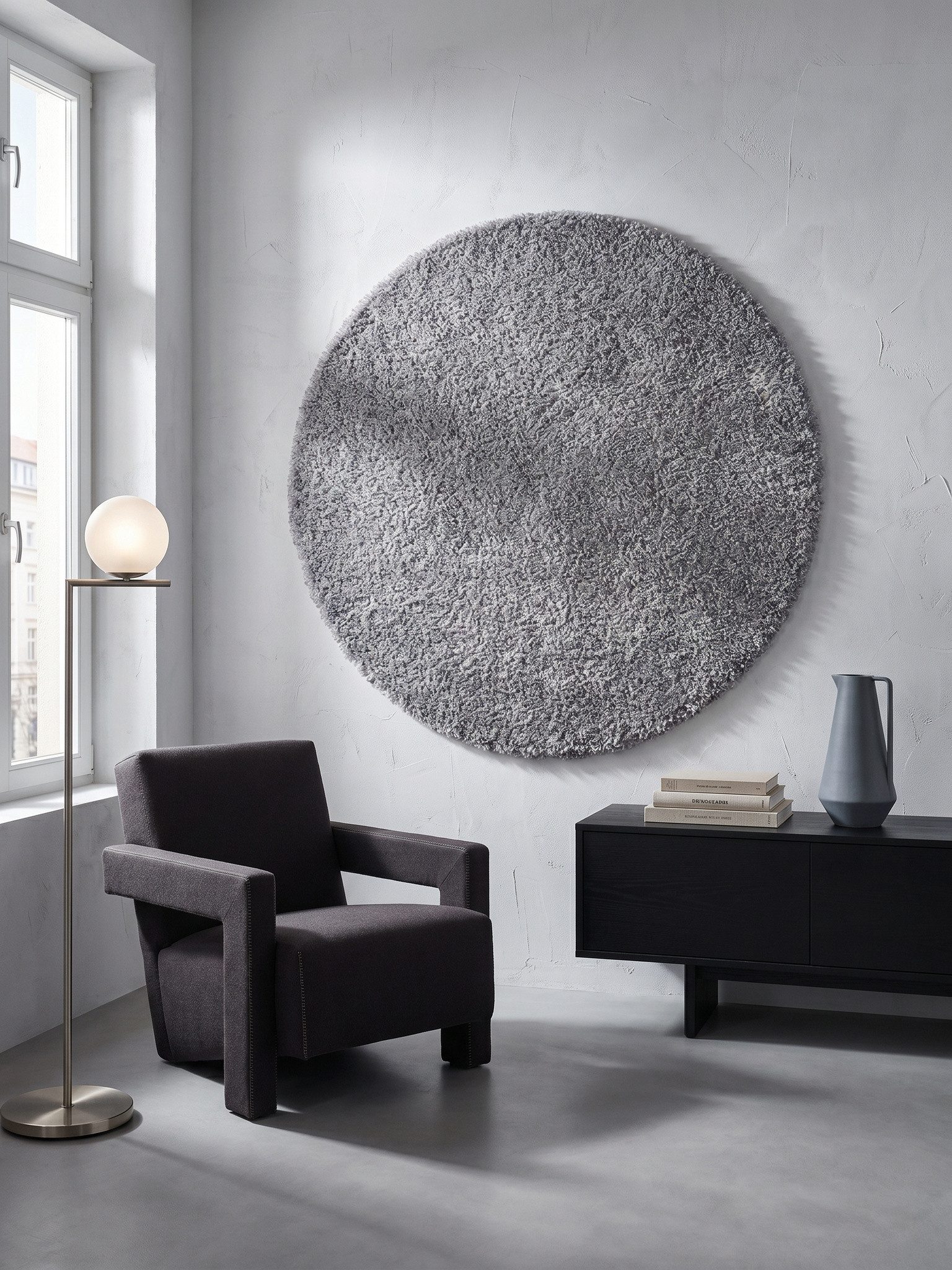 KADIMA DESIGN Teppich RHEIN Shaggy Langflor Wohnzimmer Schlafzimmer Waschbar Flauschig, Rund, Höhe: 32 mm, Hellgrau, 80x80 cm, Wohnzimmerteppich Strapazierfähig – Bild 4 von 5