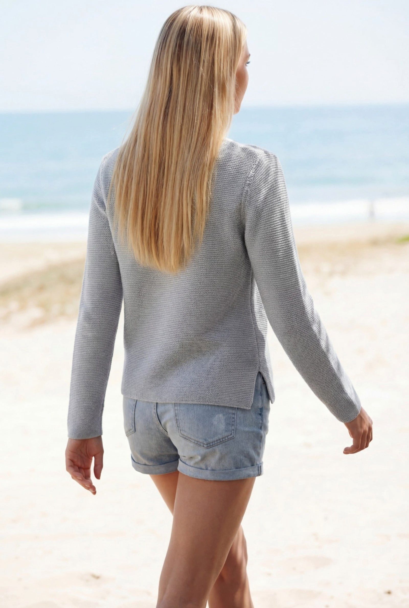 six-o-seven Strickpullover Damen Regular Pullover mit V-Ausschnitt & Lurex günstig online kaufen