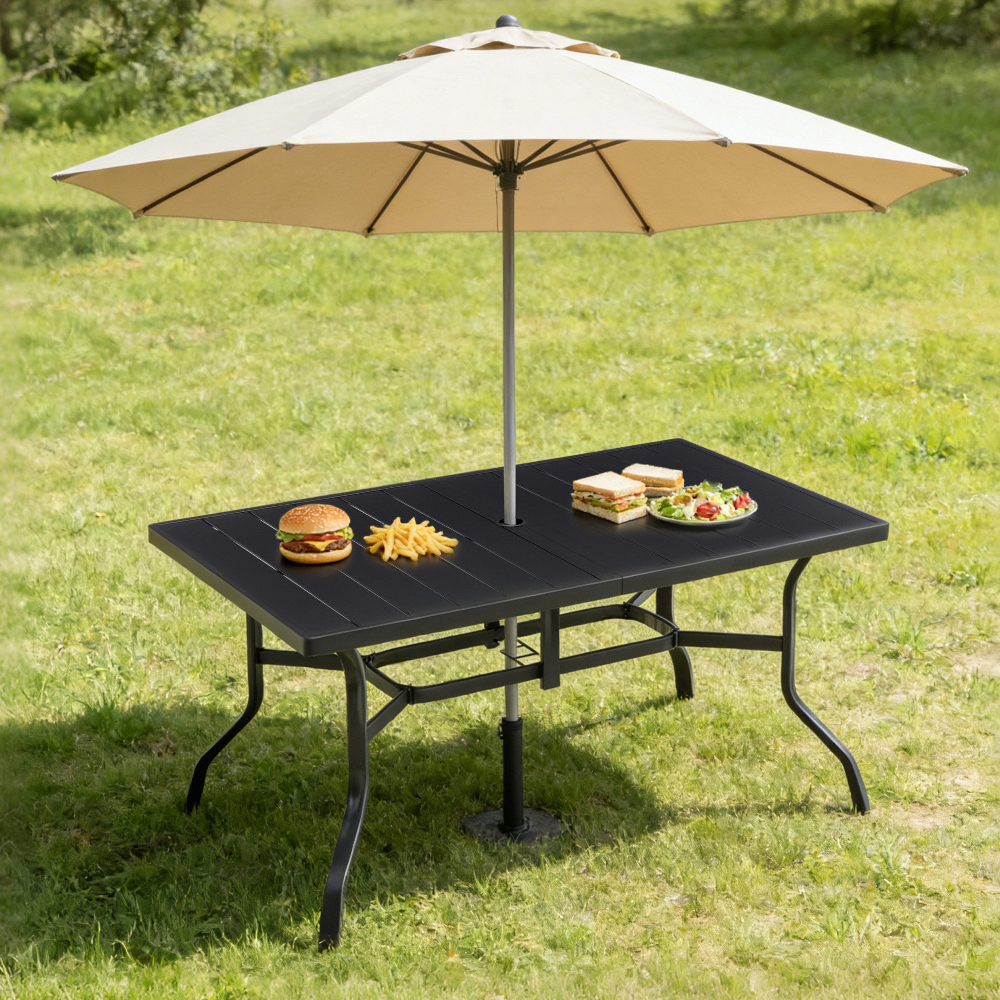 Thanaddo Tischelement Gartentisch – Quadratischer Eisentisch, geeignet für Gärten, Balkone.