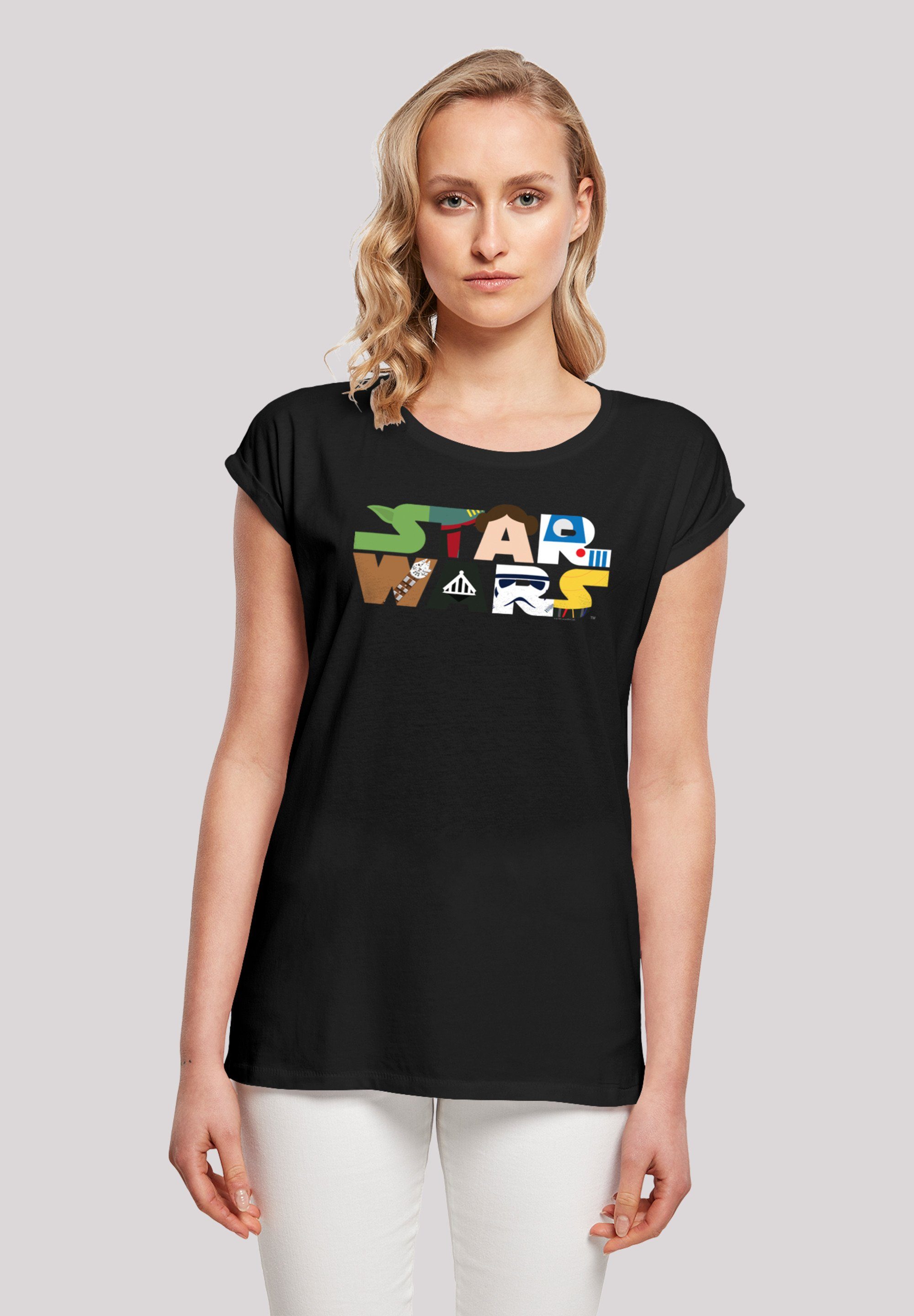 F4NT4STIC Kurzarmshirt Character Ladies with Wars (1-tlg), Shoulder T-Shirt Baumwollmischung Extended Tee Stylisches Logo angenehmer Damen Star aus