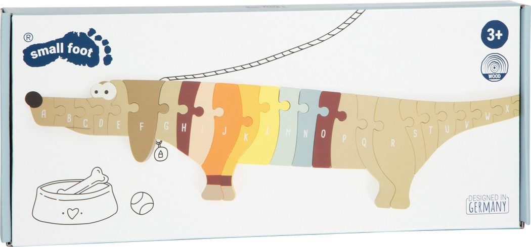 Legler Lernspielzeug Small foot 12413 - Buchstabenpuzzle Hund, ABC-Lernspiel, Holz