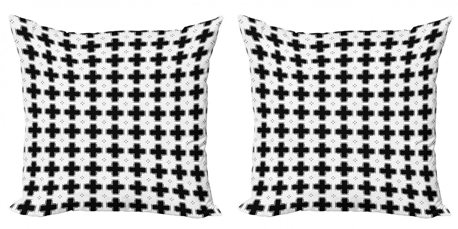 Kissenbezüge Modern Accent Doppelseitiger Digitaldruck, Abakuhaus (2 Stück), Gitter Dunkle Plus und weißes Quadrat