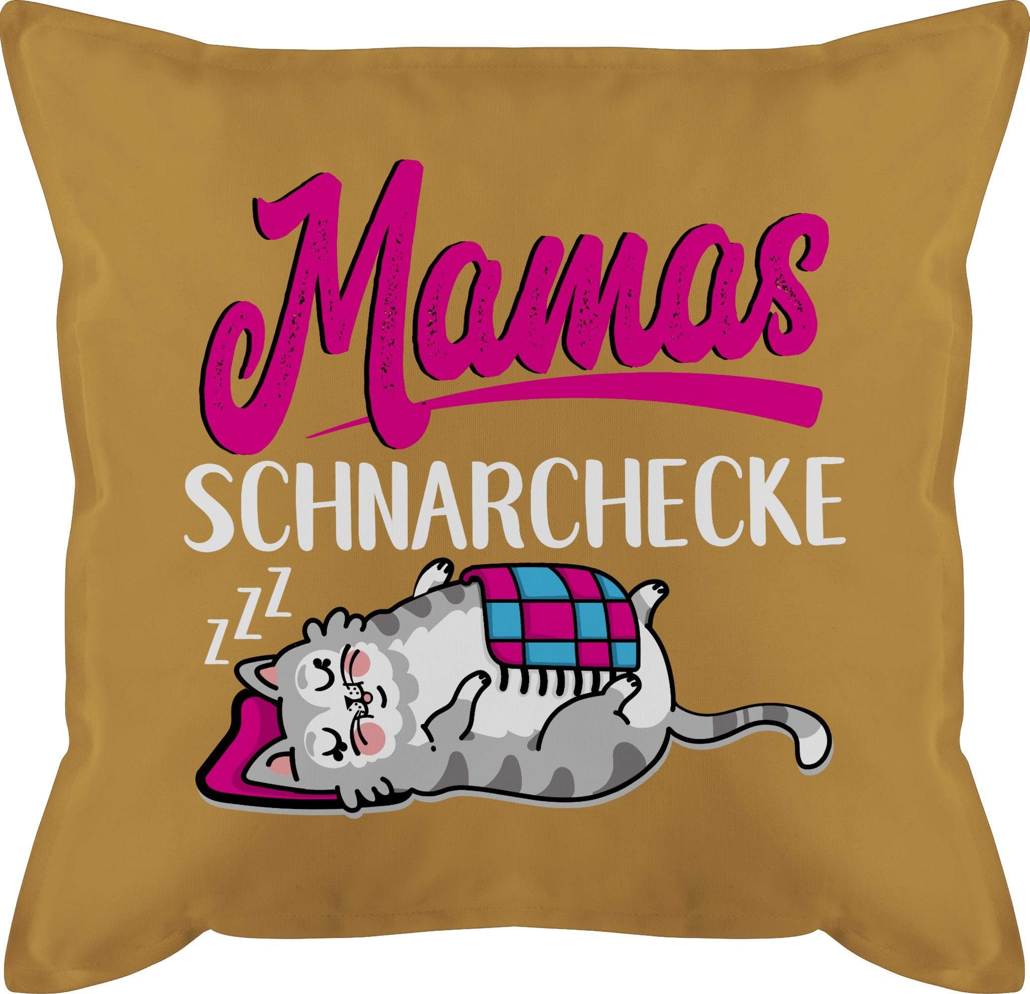 weiß/fuchsia, Mamas Schnarchecke Katze Dekokissen Gelb 2 Shirtracer - Muttertagsgeschenk