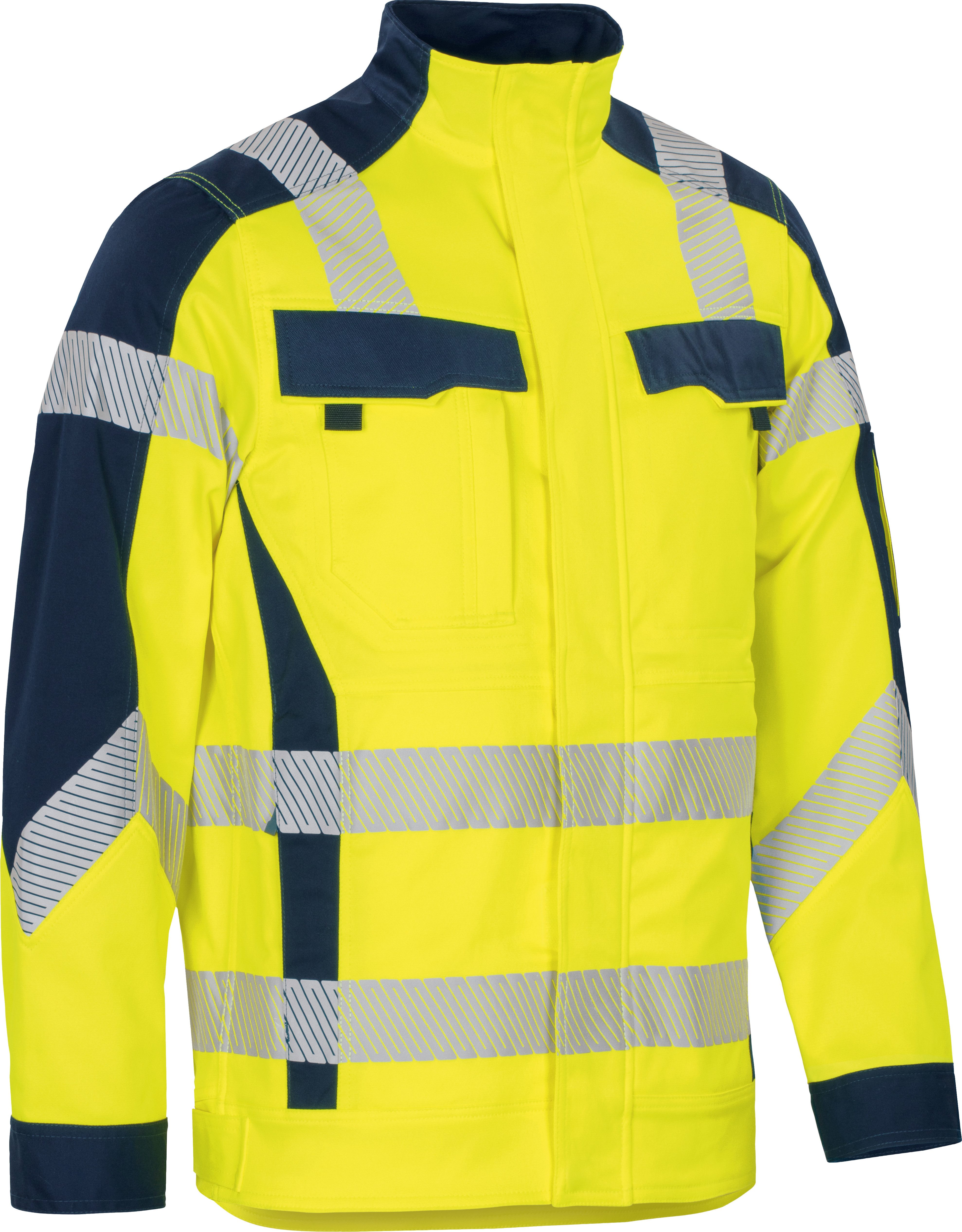 vizwell Arbeitsjacke Warnschutz Bundjacke HiVis elastisch dehnbar warnorange warngelb