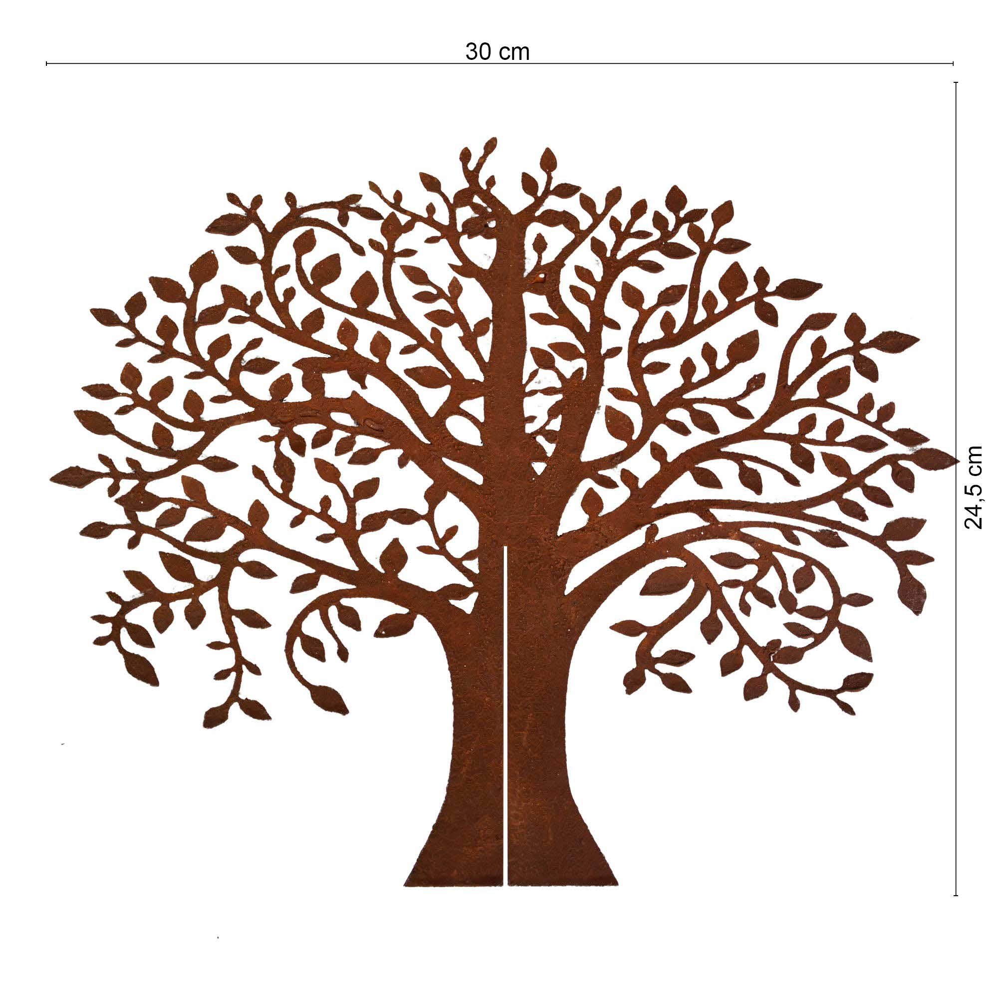 UNUS GARDEN Dekofigur Baum Rost bestehend aus 2 Steckelementen (30x24,5 cm (HxB), Gartendeko Rostdeko Dekostecker rostige Deko Garten robust
