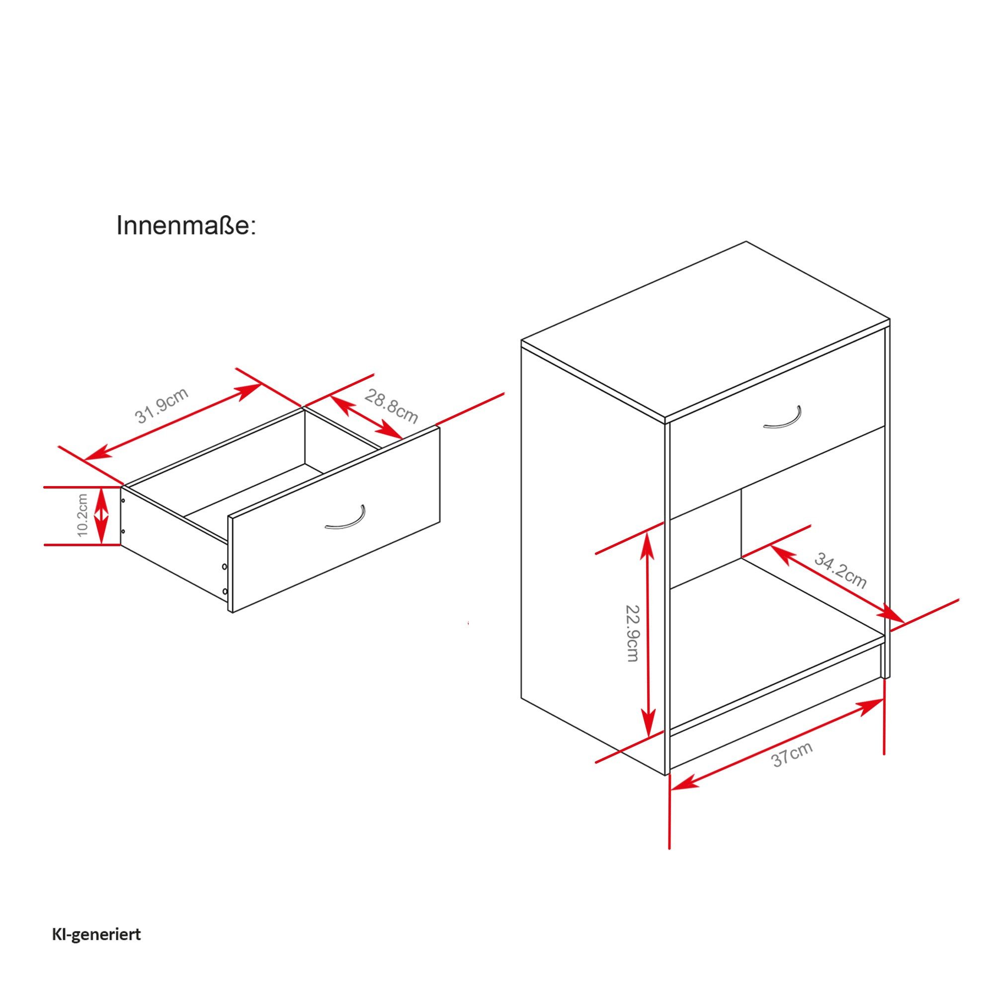 HTI-Line Nachtkommode Nachtschrank Nina mit Schublade (Stück, 1 St., 1 Nachtschrank), Nachttisch Nachtkommode Nachtkonsole