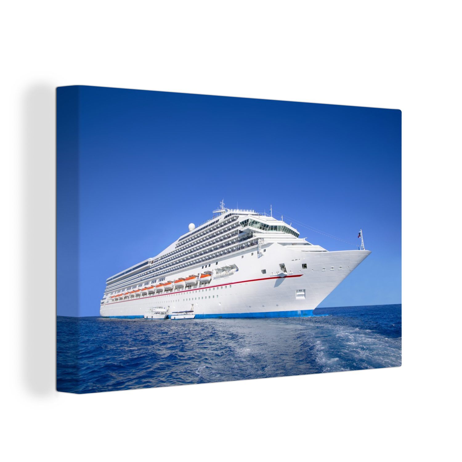 OneMillionCanvasses® Leinwandbild Ein Kreuzfahrtschiff vor einem blauen Himmel, (1 St), Wandbild Leinwandbilder, Aufhängefertig, Wanddeko, 30x20 cm