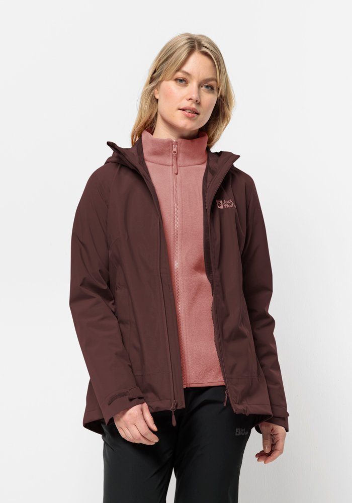 Jack Wolfskin teilig) W 3IN1 dark-maroon 3-in-1-Funktionsjacke (2 JKT MOONRISE