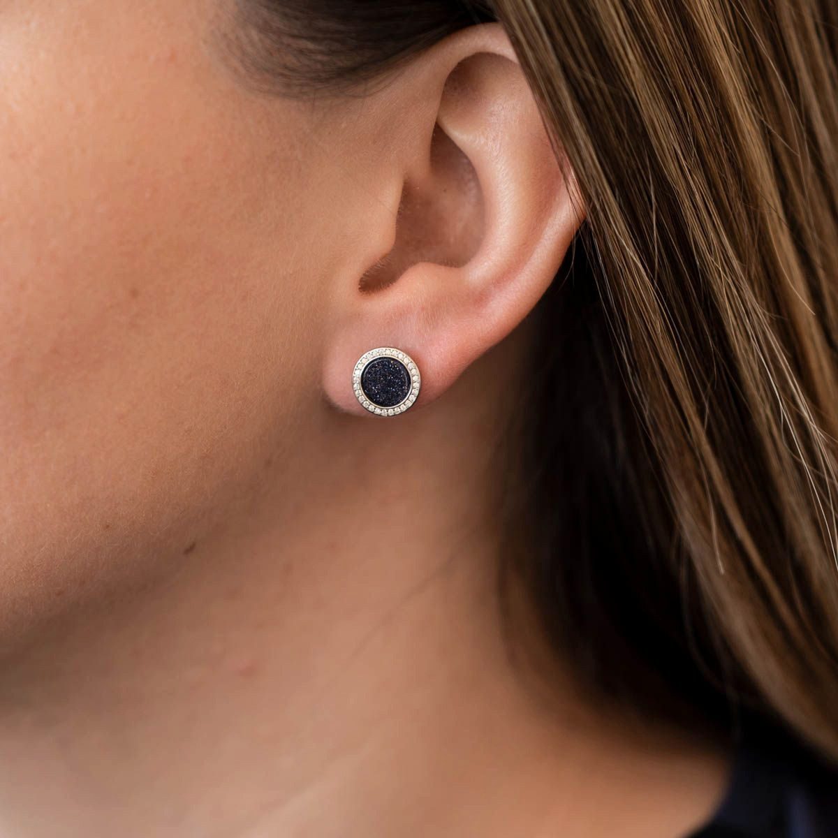Materia Paar Ohrstecker Damen Ohrringe Blaufluss Glitter Zirkonia SO-394, 925 Sterling Silber, rhodiniert – Bild 2 von 4