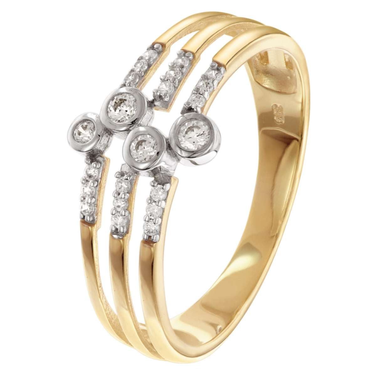 Glizz Goldring GL8754, Damenring Gold 333/8K Bicolor mit Zirkonia
