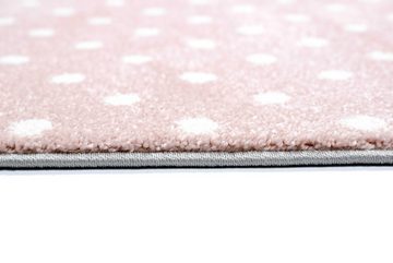 Kinderteppich Kinderteppich Kinderzimmer Spiel Teppich Herzchen Regenbogen Punkte Design creme rosa grau, Carpetia, rechteckig, Höhe: 13 mm