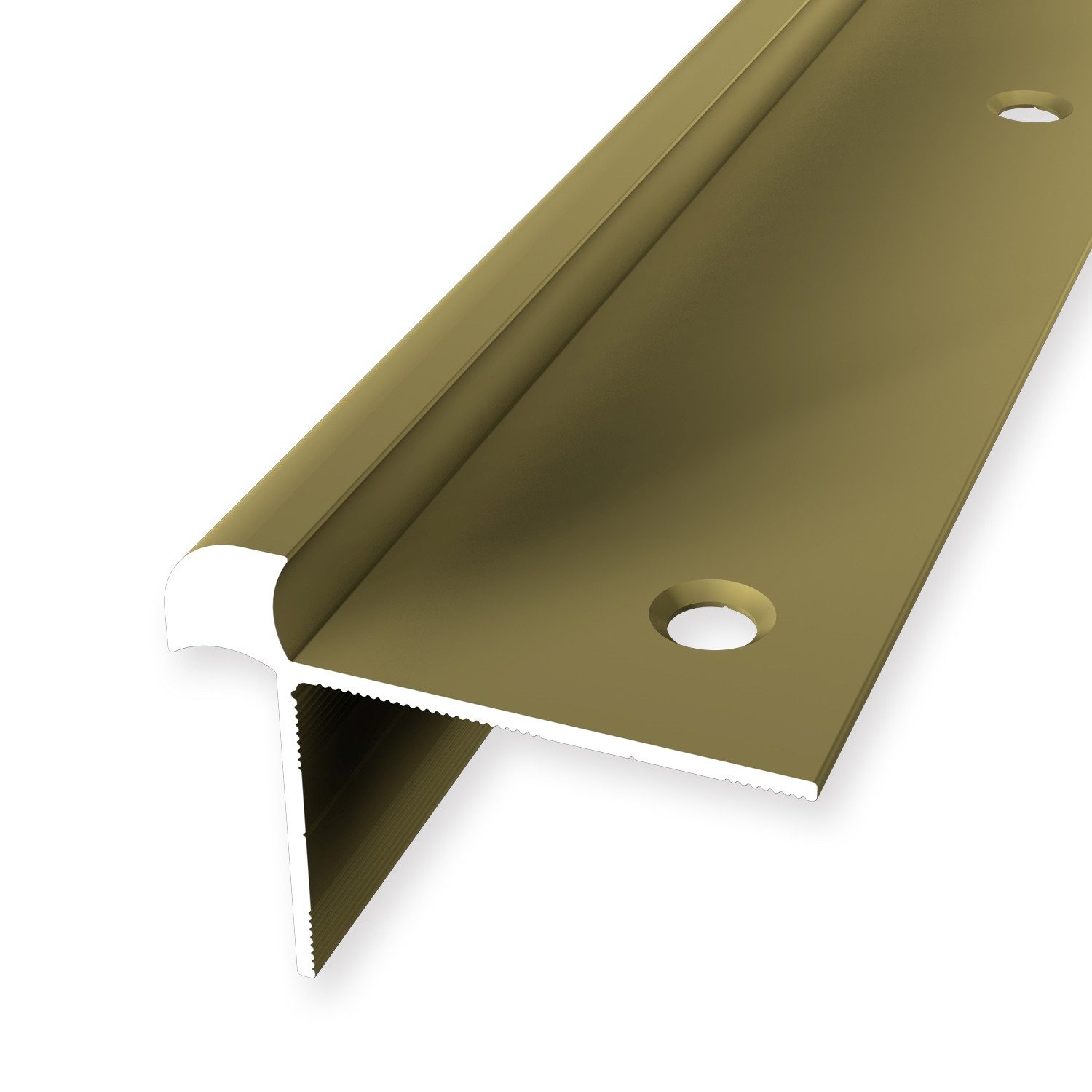 Küberit Treppenkantenprofil 33 x 43 x 2500 mm Winkelprofil Gold Gebohrt Aluminium