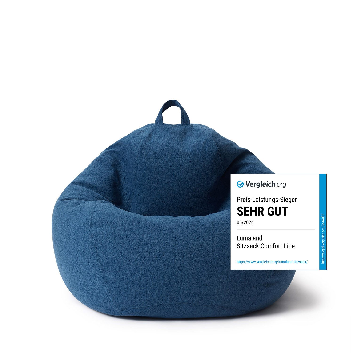 Lumaland Sitzsack Comfort Line, Indoor Beanbag 80x90x50cm mit anpassbaren EPS-Perlen, Weiches & Komfortables Bodenkissen, 185 L Volumen