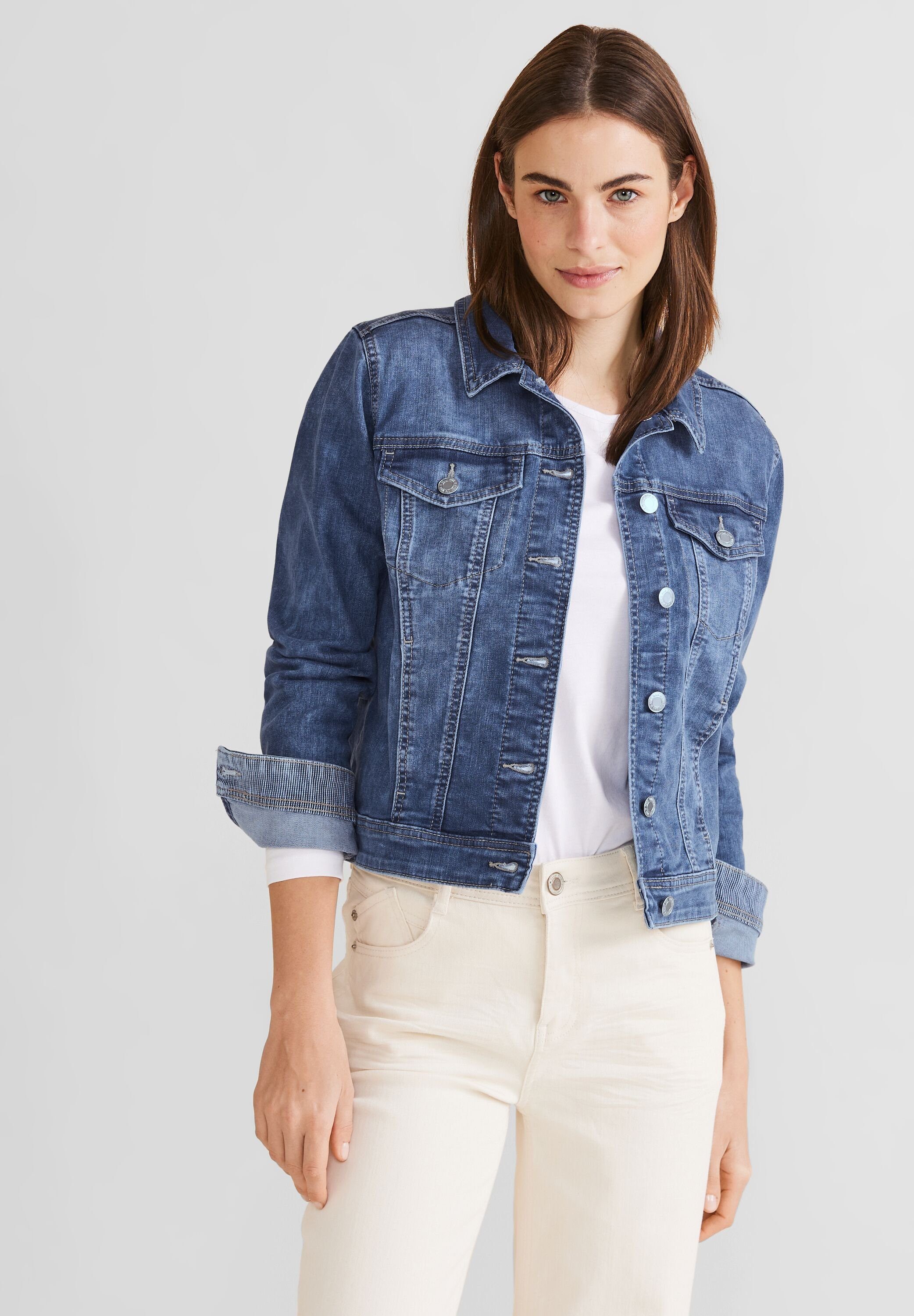 STREET ONE Jeansblazer in mittelblauer Waschung