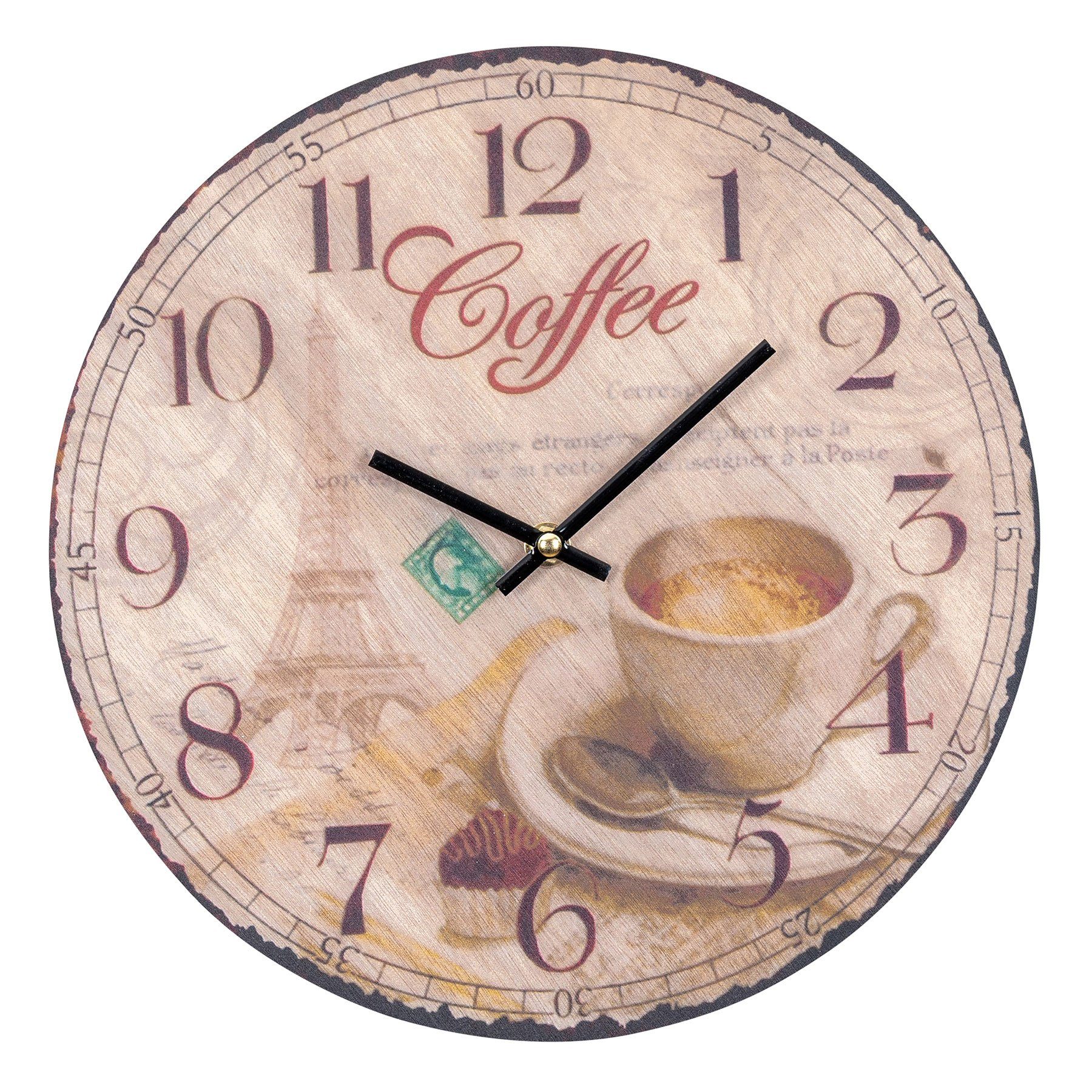 Levandeo® Wanduhr (Wanduhr Holz 30x30cm Rund Holzuhr Uhr Holzbild Coffee Ka günstig online kaufen