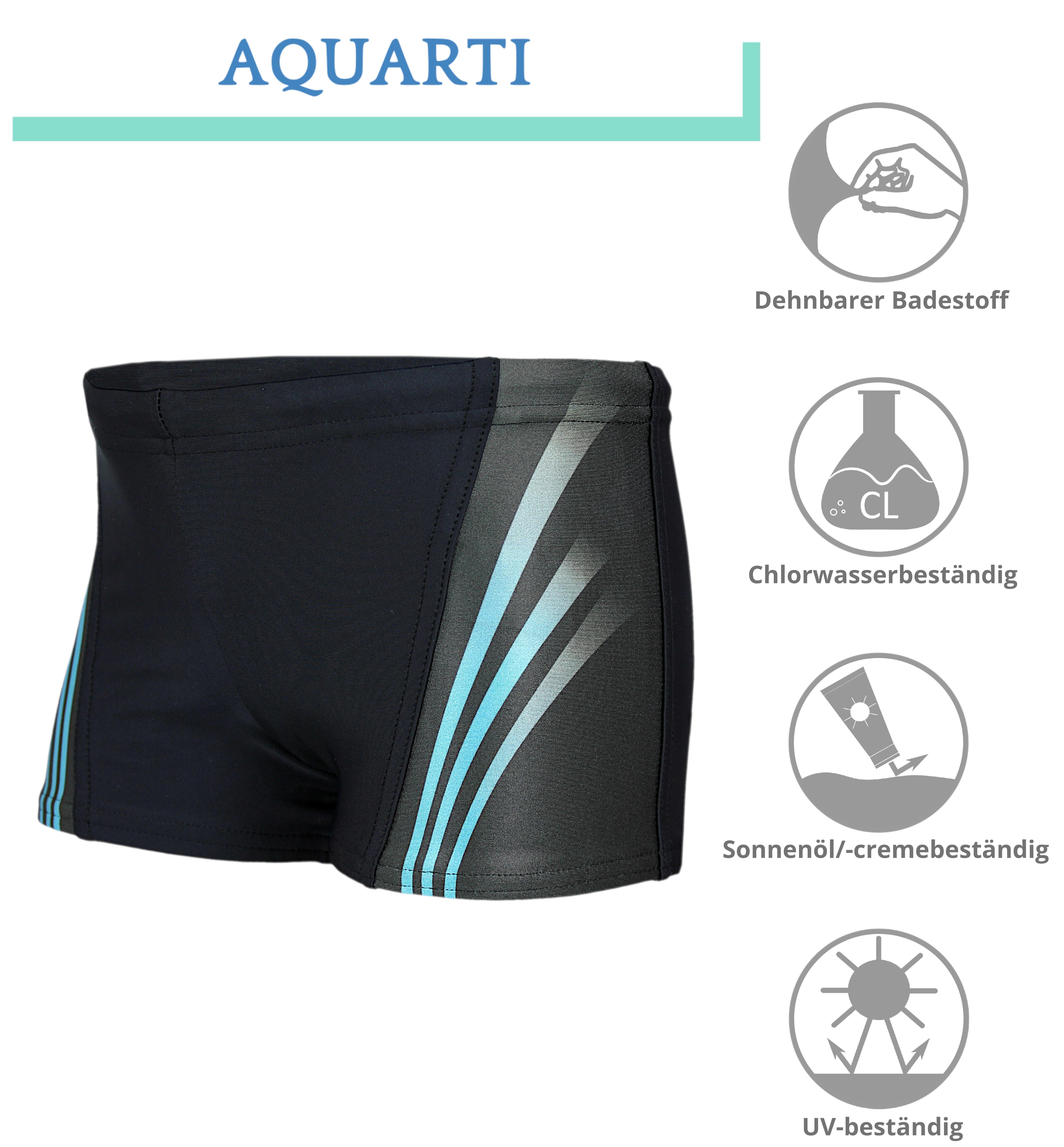 Jungen Aquarti Aquarti Einsätze Schwarz 16101 / Blau Kontrastfarbige Schwimmhose Badehose