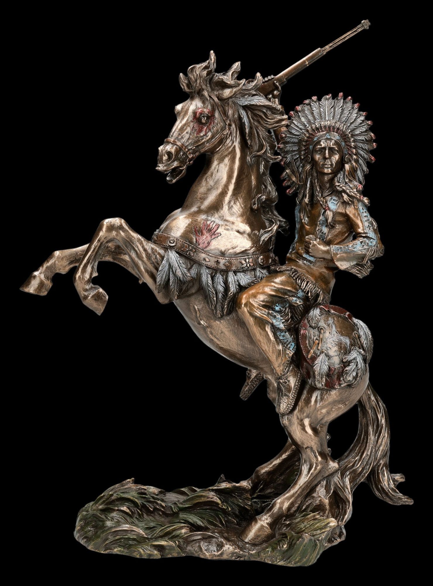 Figuren Shop GmbH Dekofigur Sioux Häuptling Figur – Reiter Statue Veronese Sammlerfigur 32 cm