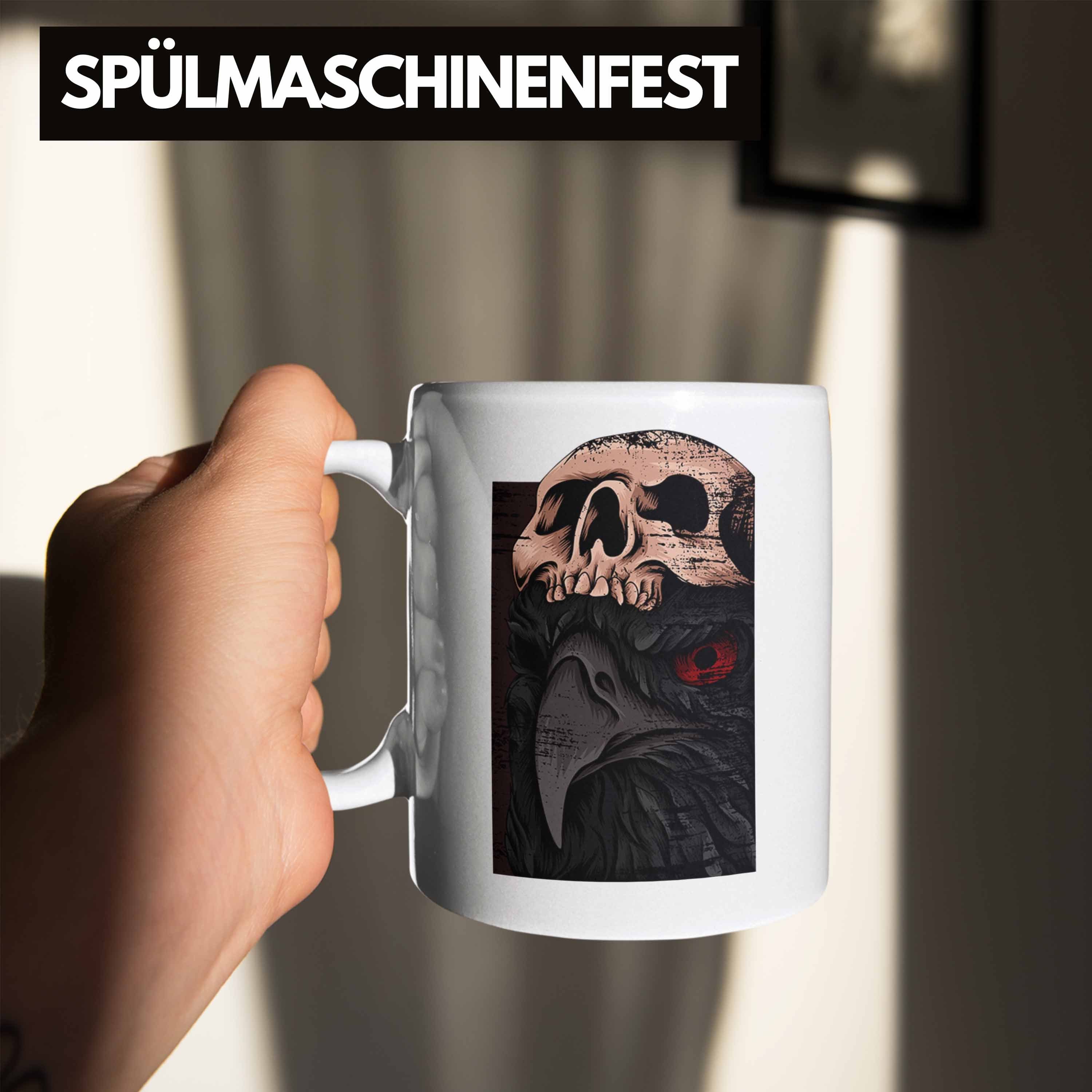 Raben Weiss Trendation Trendation Tasse Geschenk Rock - Coole Punk Tasse Death Metal Totenkopf