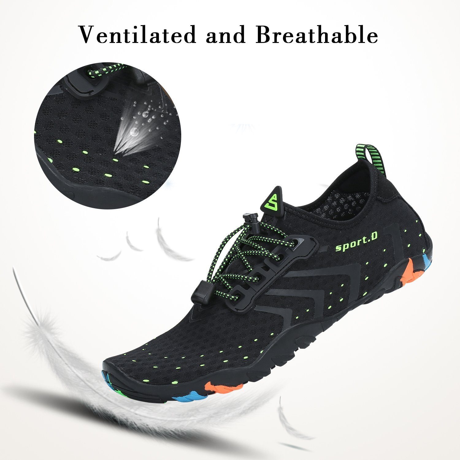 SAGUARO Sommer Badeschuh (5mm Sohle, bequem, leicht, atmungsaktiv, rutschfest, schnelltrocknend) (Barfuß-Schuhe) Wasserschuhe Surfschuhe Schwimmschuhe Wasser-Sport