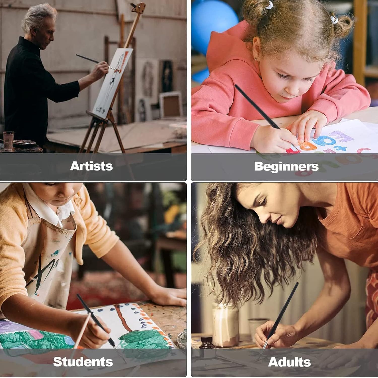 FELIXLEO Pinsel Detail Pinsel Set für Acrylfarben Künstler Modellbau, (8 St)