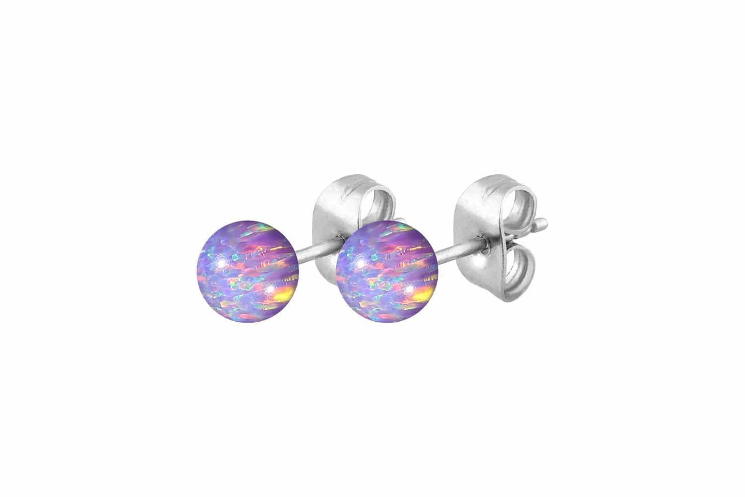 FILANGO Paar Ohrstecker Chirurgenstahl Ohrstecker SYNTHETISCHER OPAL (Ohrstecker, 1-tlg)