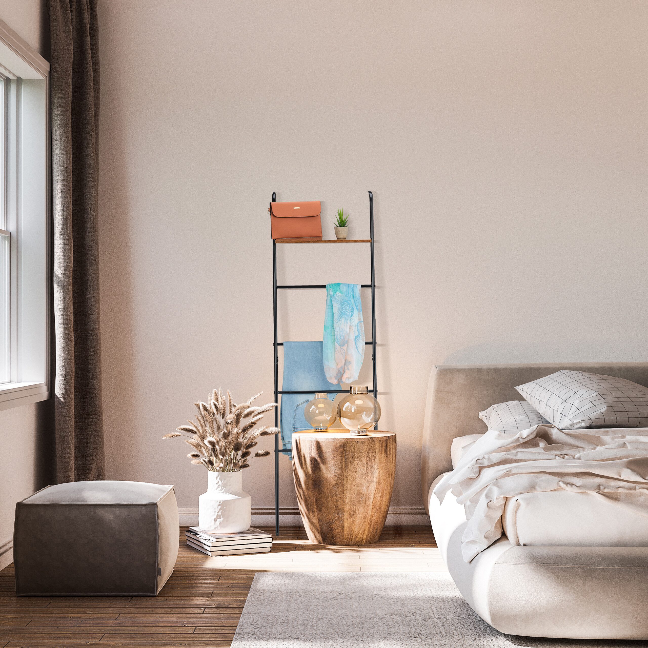 relaxdays Handtuchleiter Industrial Handtuchleiter mit Ablage