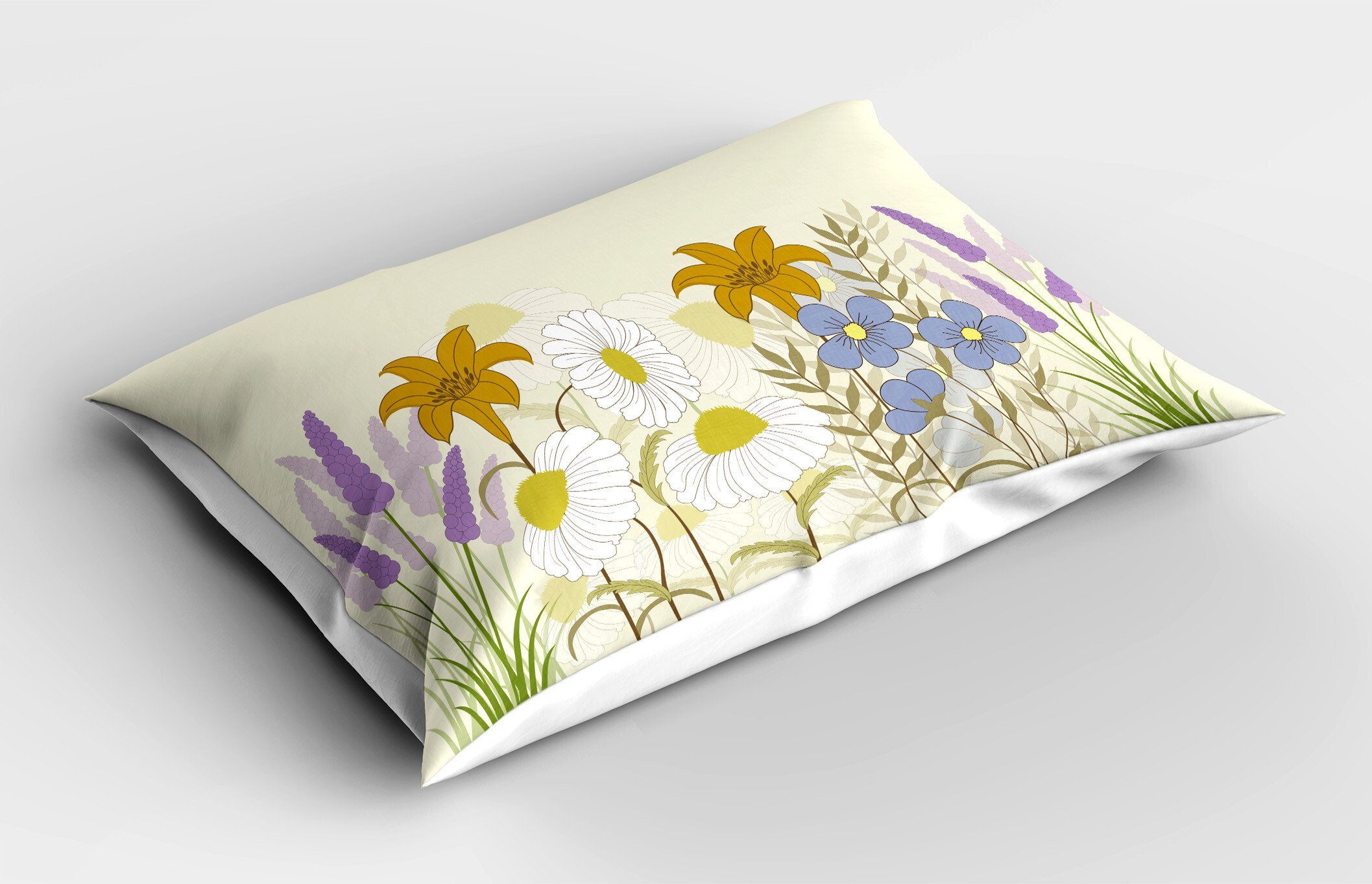 Kissenbezug, Standard Dekorativer Blooming Gedruckter King Size Abakuhaus Blumen Wildblumen Frühling Kissenbezüge Stück), (1