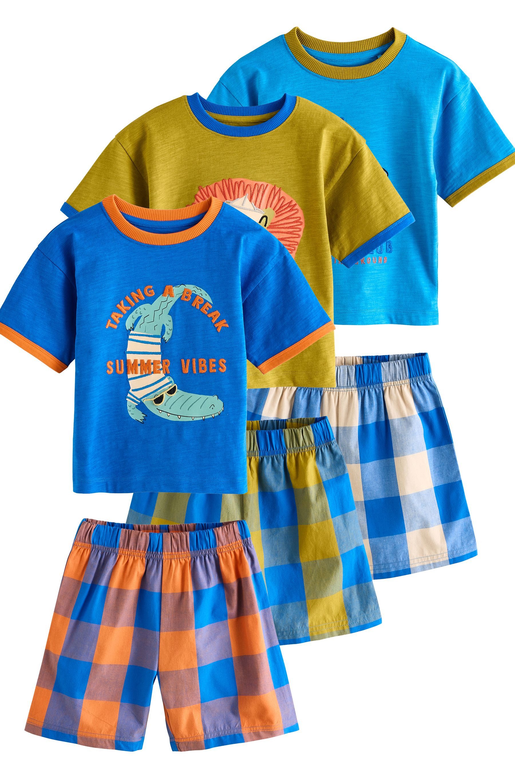 Pyjama Pyjamas mit Shorts aus 100 % Baumwolle, 3er-Pack