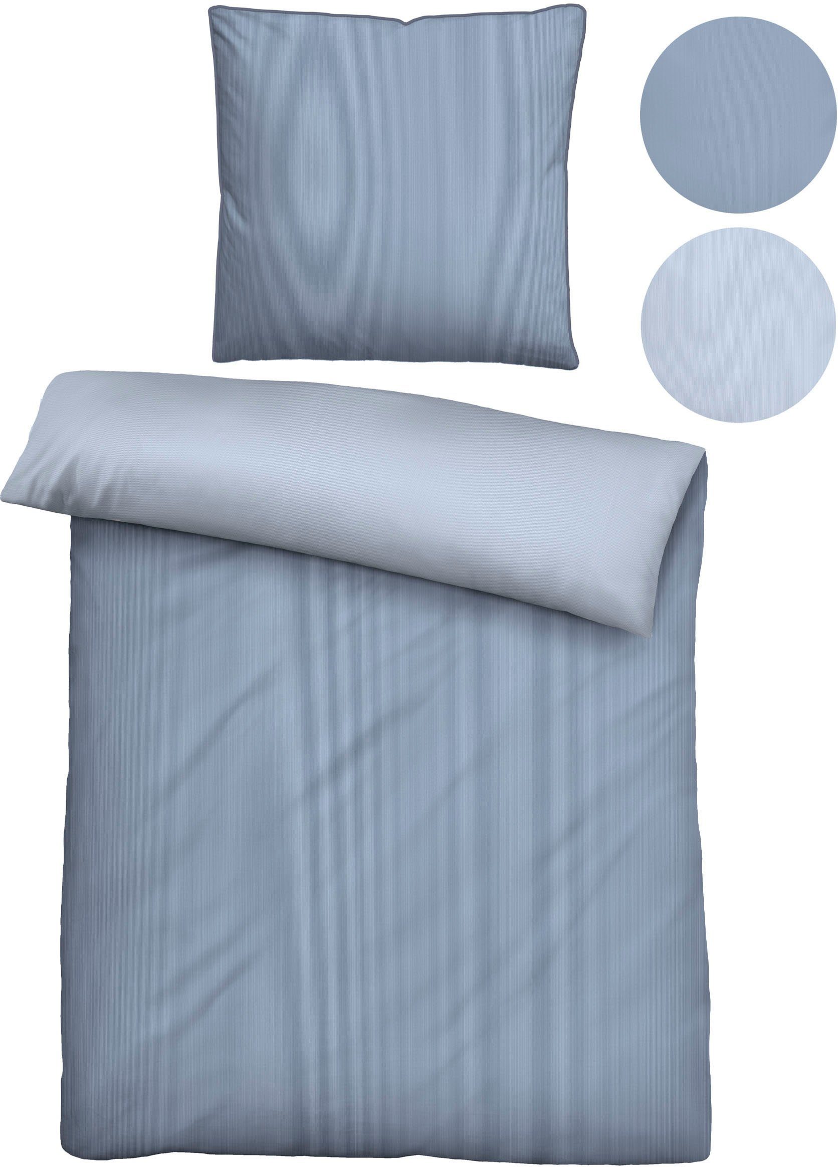 Biberna Wendebettwäsche Helena, Mako-Satin, 2 teilig, feiner Glanz + weicher Griff, pflegeleicht, ganzjährig einsetzbar, RV