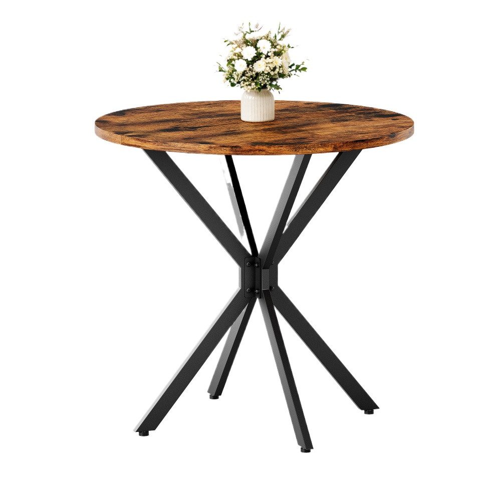BBWL Esstisch Ø80 cm im Industrialstil mit X-Füßen, Küchentisch, Runder Esstisch für Homeoffice