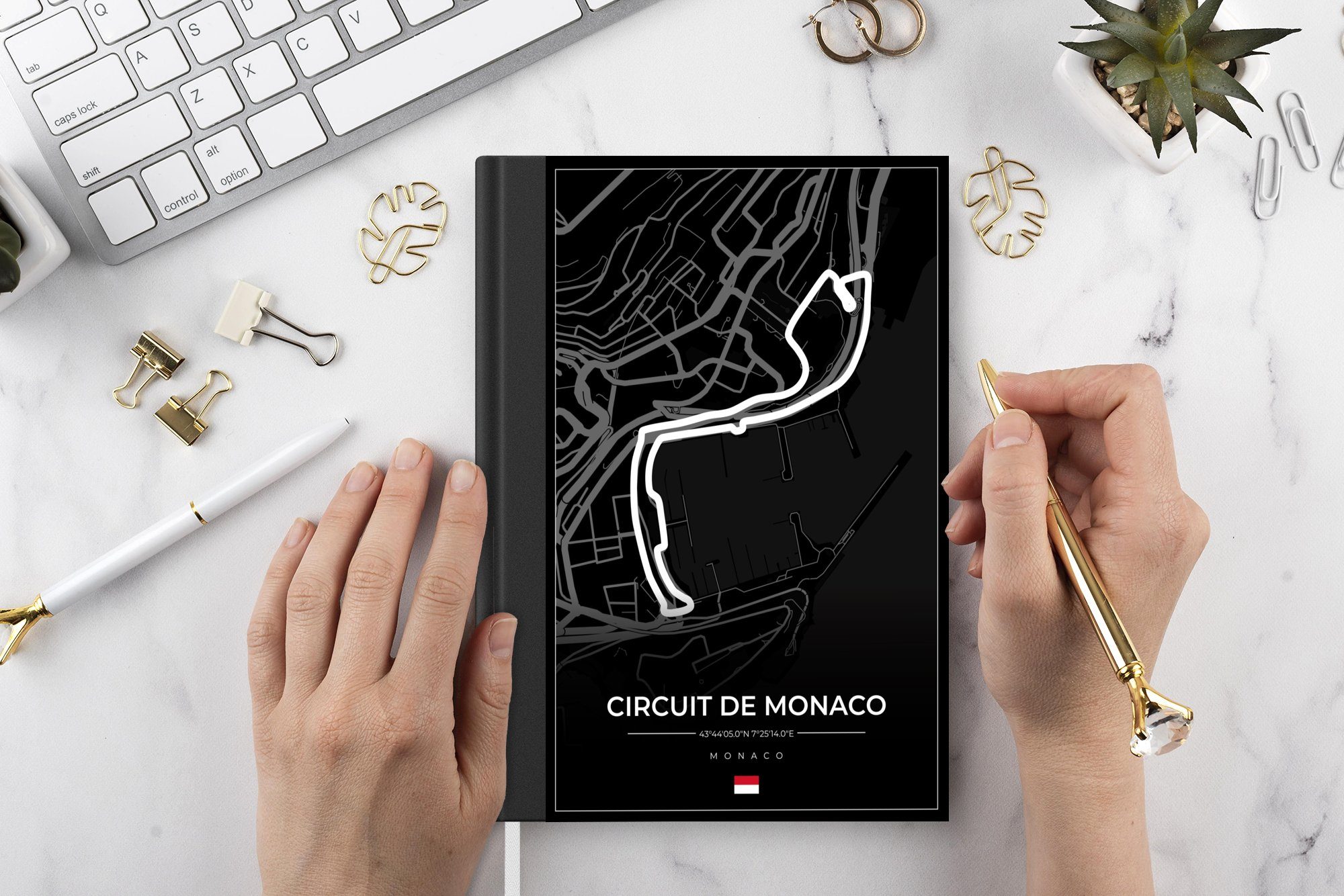Monaco Monaco Notizbuch de 1 Formel Rennstrecke Haushaltsbuch - Schwarz, A5, MuchoWow Notizheft, - Merkzettel, Circuit - - Seiten, 98 Tagebuch, Journal,