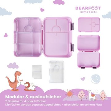 BEARFOOT Lunchbox Brotdose Kinder mit Fächern, Lunchbox, Bento box - Einhorn Lila, handgezeichnete Designs, modular