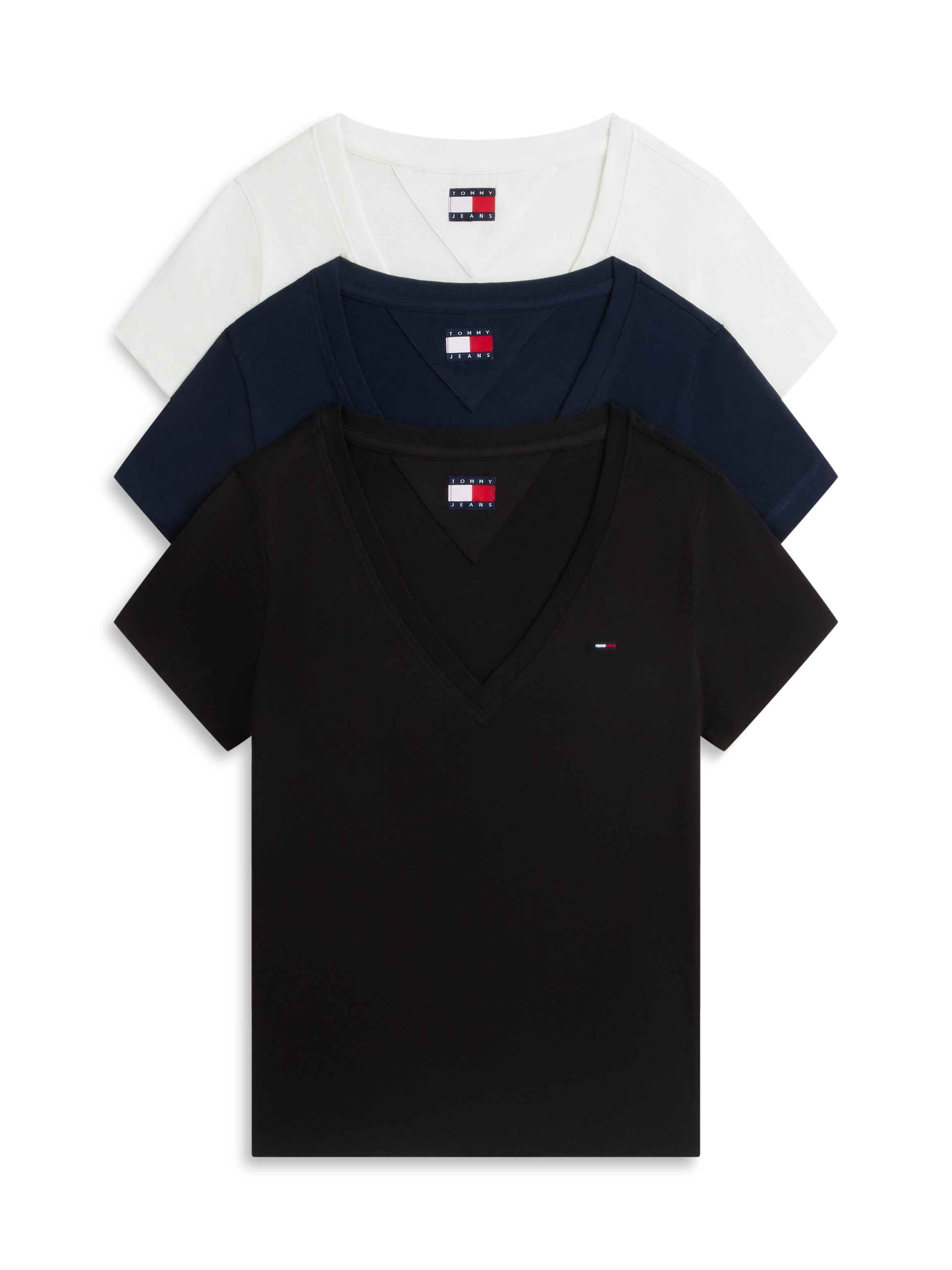 Tommy Jeans V-Shirt TJW 3PACK V-NECK TEE (Packung, 3-tlg., 3er-Pack) Baumwolle, V-Ausschnitt, 3 Stück im Set