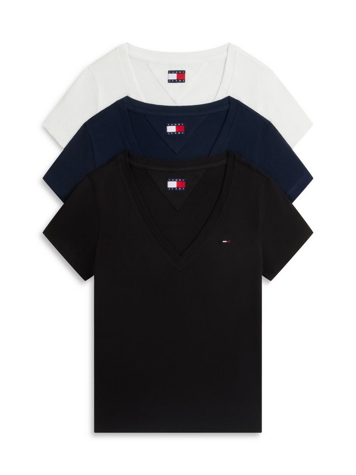 Tommy Jeans V-Shirt TJW 3PACK V-NECK TEE (Packung, 3-tlg., 3er-Pack) Baumwolle, V-Ausschnitt, 3 Stück im Set