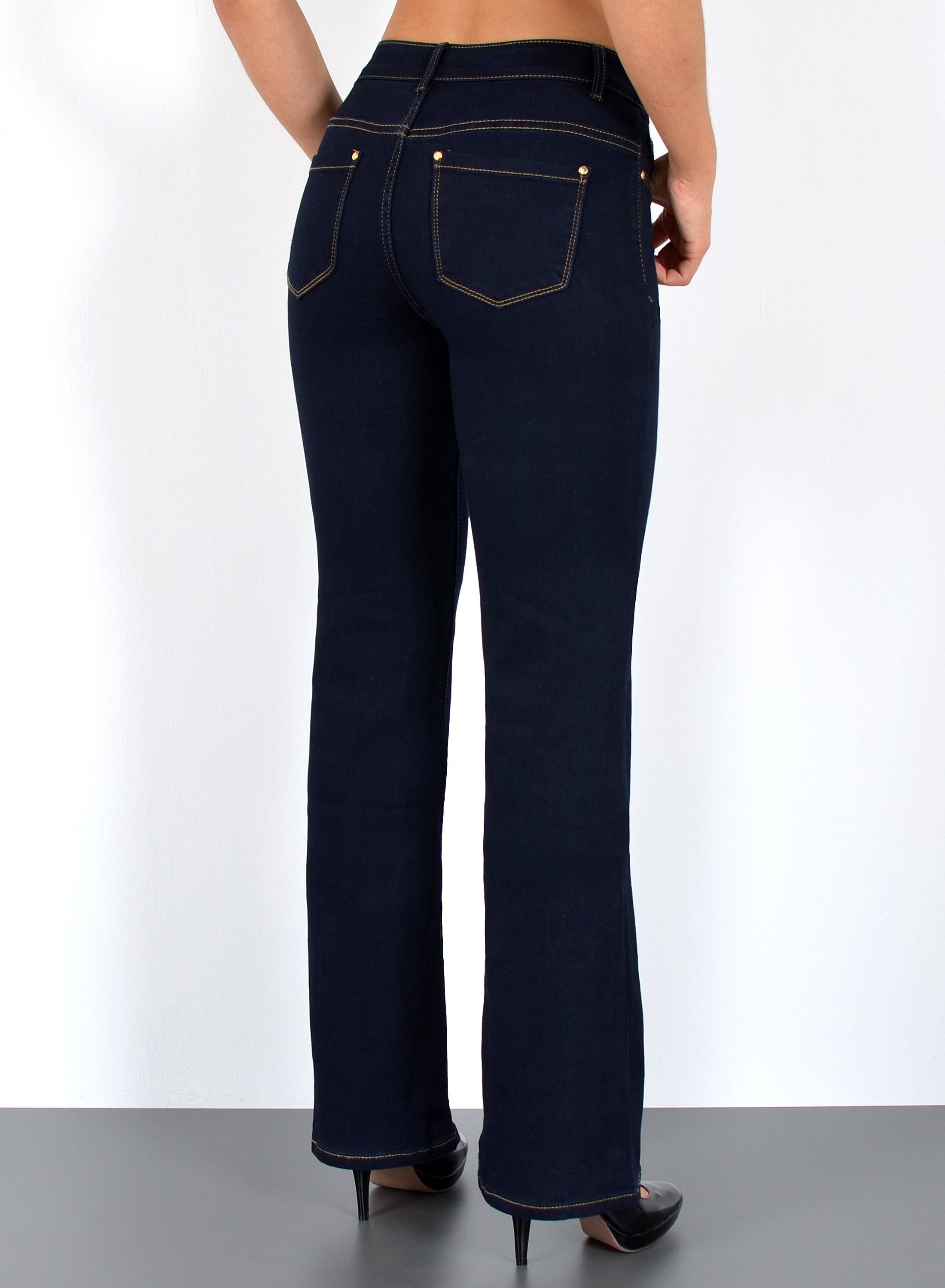 ESRA Bootcut-Jeans Bootcut Jeans Damen High Waist Stretch Wide Leg Jeans bis Übergröße B1 Damen Bootcut Jeans High Waist Damen Schlaghose Jeans weites Bein Hose – Bild 3 von 3