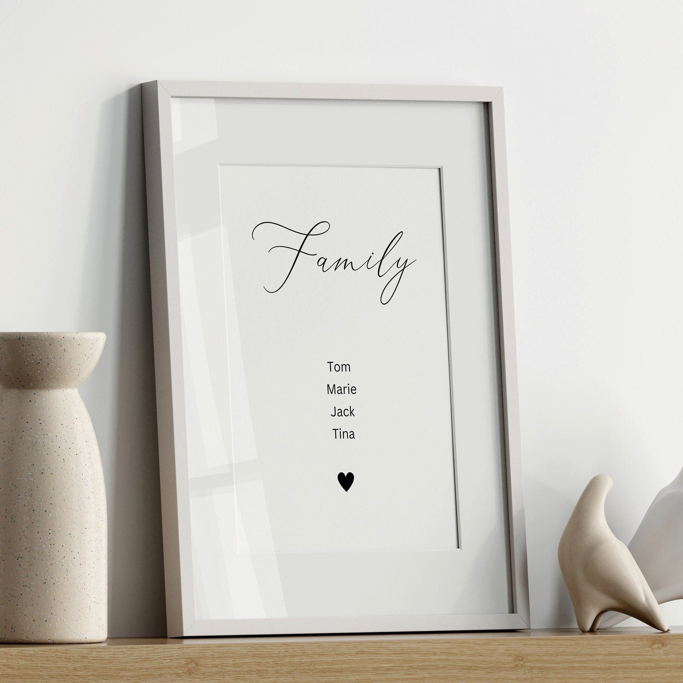 JUSTGOODMOOD Poster Familie Personalisiert Namen Familiengeschenk Wohnzimmer Schlafzimmer, (1 St)