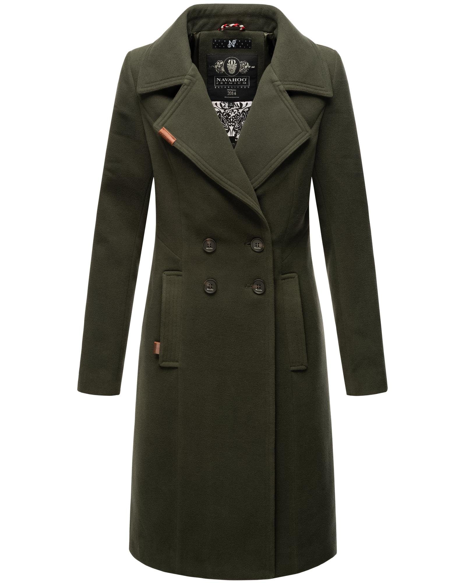 Navahoo Wintermantel Wooly edler Damen Trenchcoat in Wollmantel-Optik