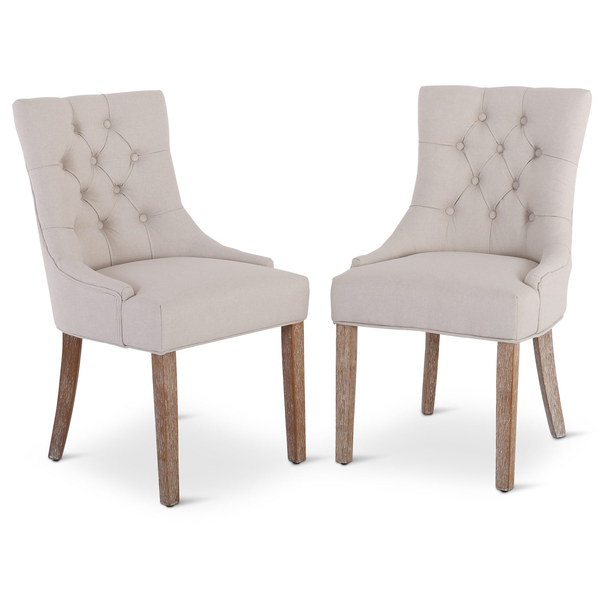 Raburg Esszimmerstuhl Polsterstuhl mit Chesterfield-Design, Beine Holz, Isabella (2er-Set), eleganter Küchenstuhl im Landhausstil, Steppung, Belastbarkeit 110 kg