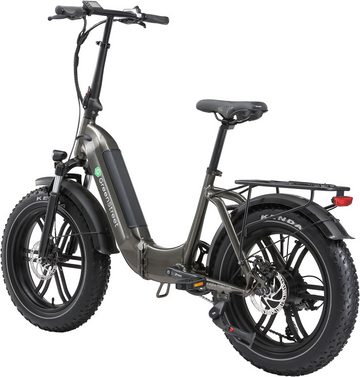 GreenStreet E-Bike Tiefeinsteiger Klapprad GS5, 7 Gang Shimano, Kettenschaltung, Heckmotor, 360 Wh Akku, Batterie, (Set, 2 tlg., mit Akku-Ladegeräte), Pedelec, Elektrofahrrad für Damen u. Herren, Klapprad, Fat Tires