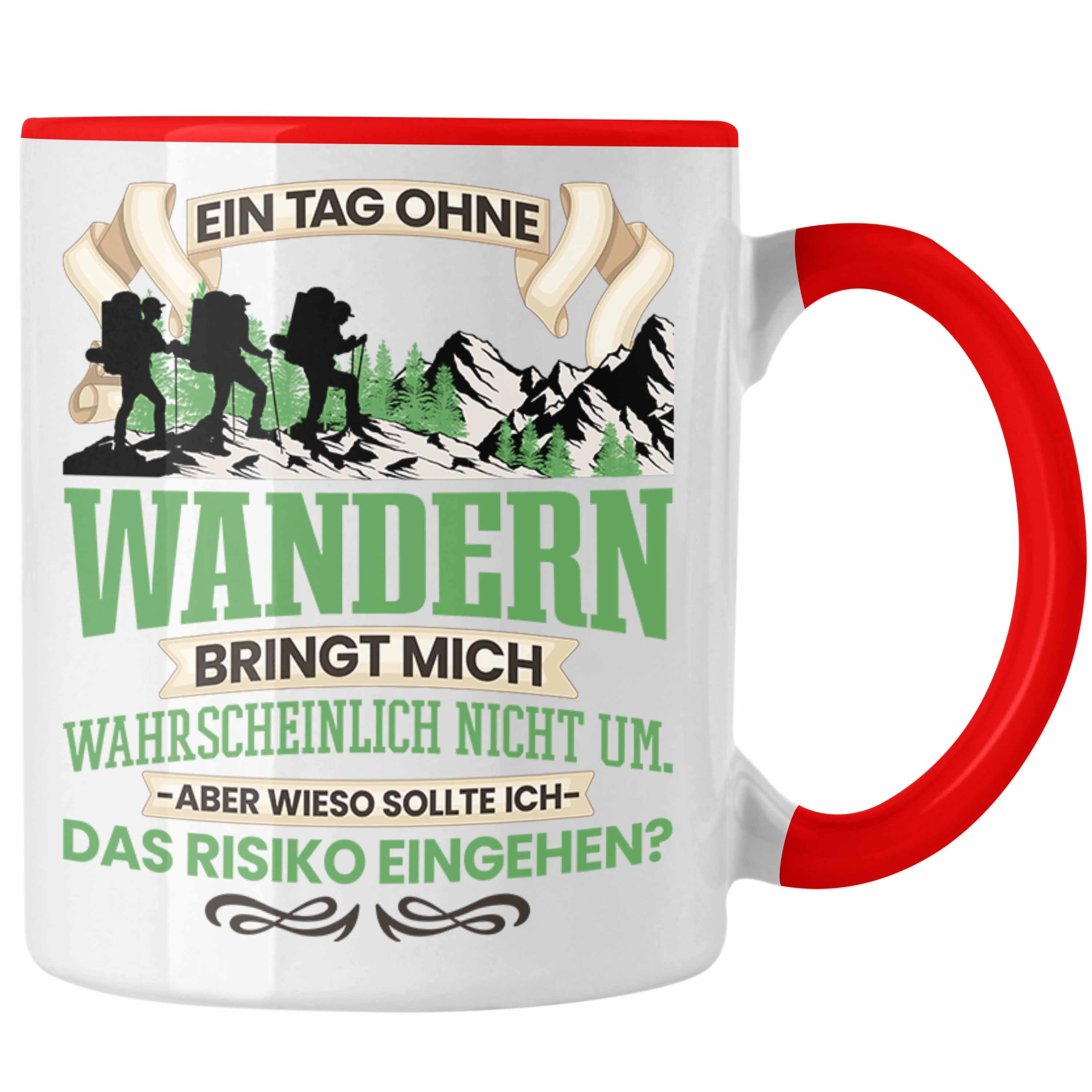 Trendation Tasse Trendation - Wandern Tasse Geschenk für Wanderer Berge Lustiger Spruch Rot