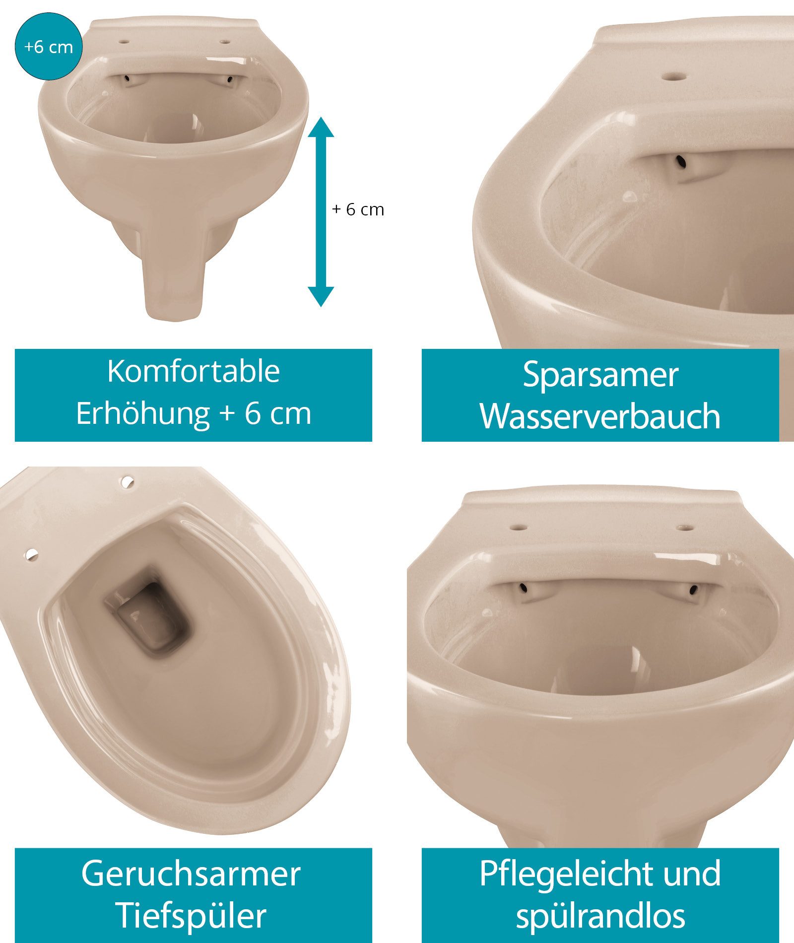 Calmwaters Tiefspül-WC, Wandmontage, wandhängend, Spülrandlos, +6 günstig online kaufen
