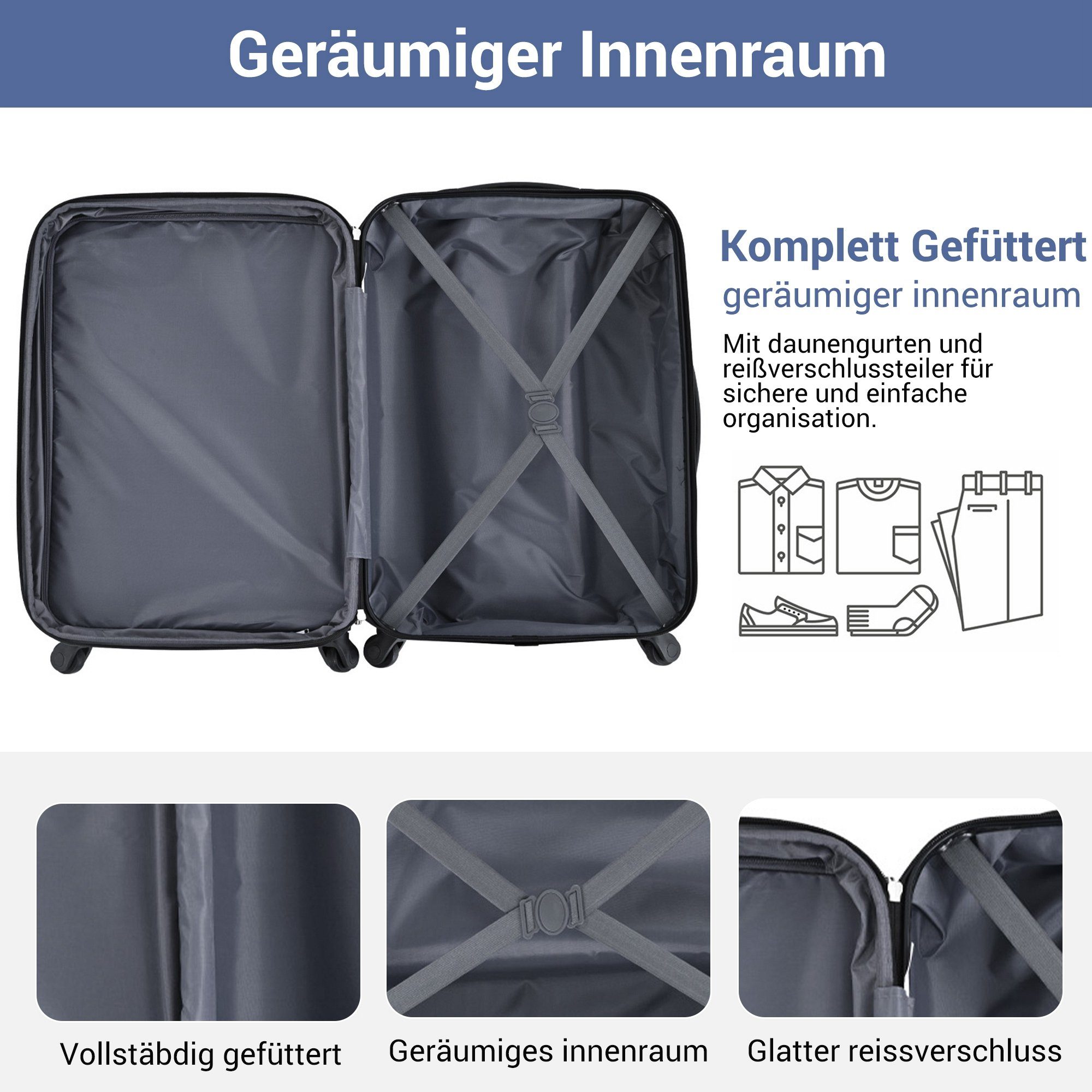 Celya Hartschalen-Trolley Hartschalen-Koffer, Rollkoffer, Dunkelblau :ABS Hauptmaterial Reisekoffer, 57×35×23cm