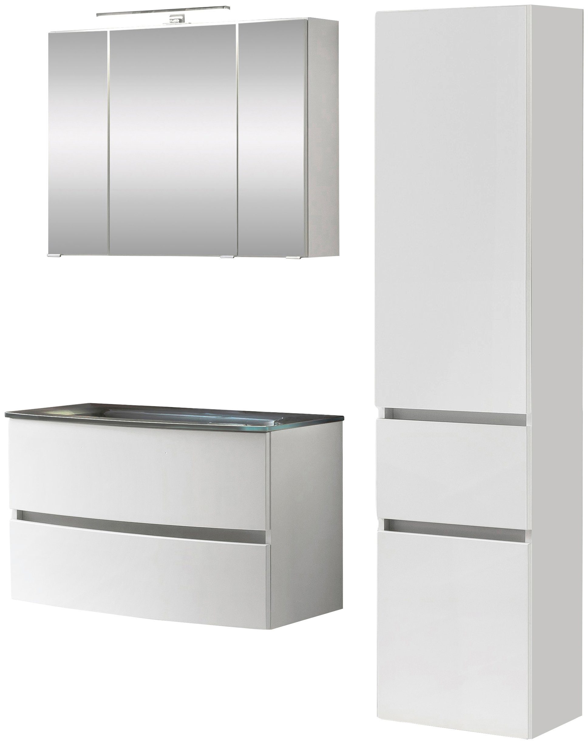 welltime Badezimmer-Set Kaunas, (Set, 3-St), bestehend aus Waschtisch-Set mit Seitenschrank, Breite 120 cm