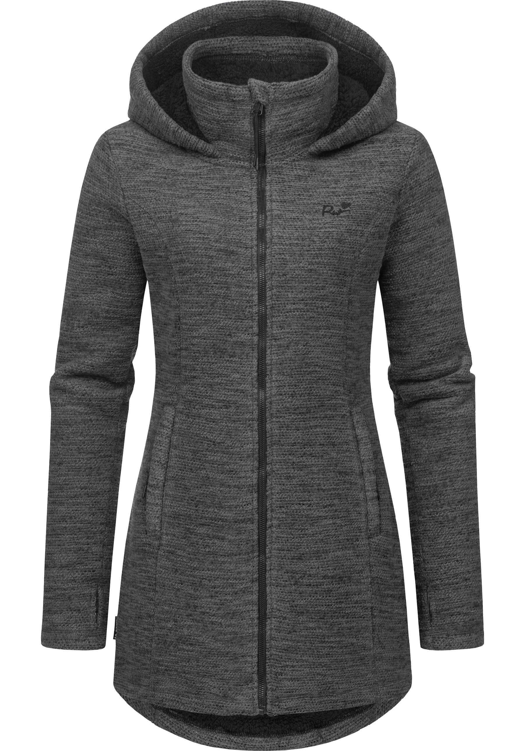 Ragwear Longstrickjacke Leysha Melange Sportliche Kapuzenjacke in melierter Strick-Optik