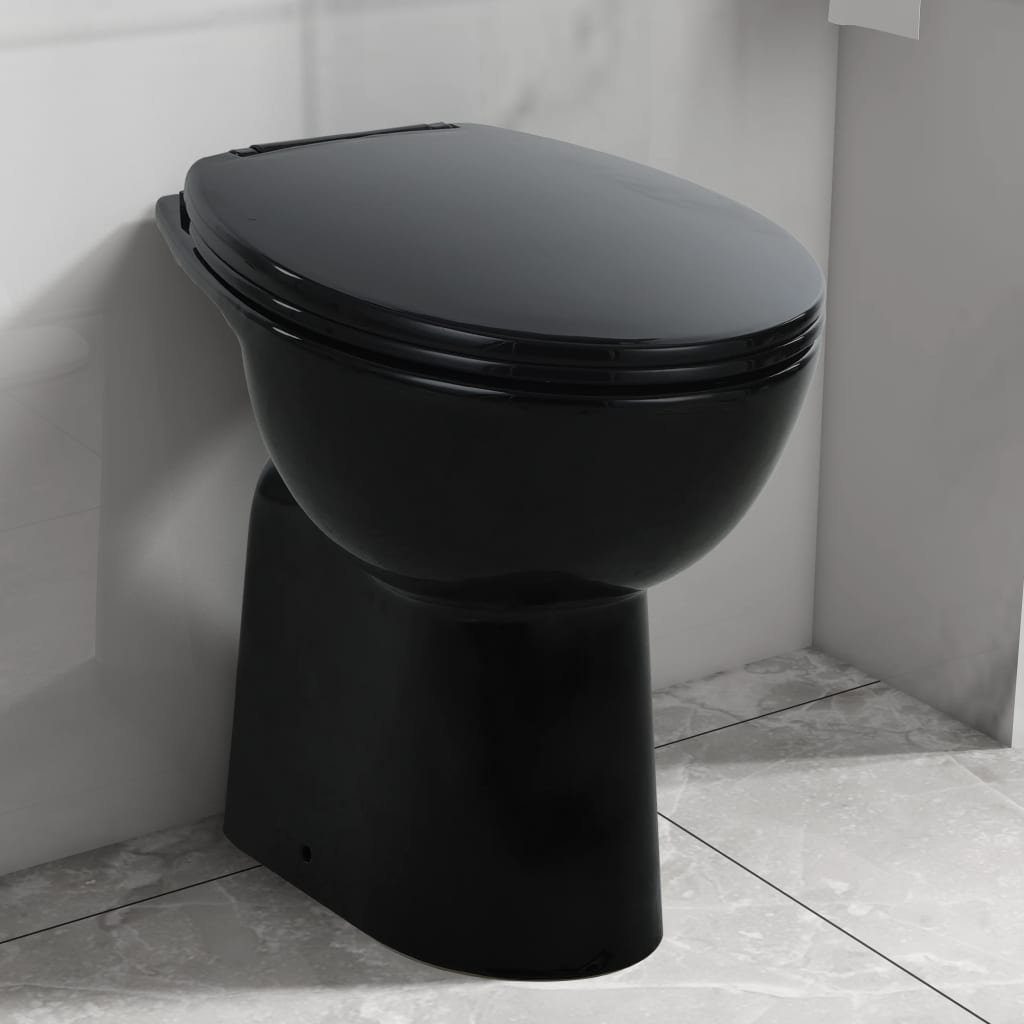 vidaXL Tiefspül-WC Hohe Spülrandlose Toilette Soft-Close 7cm Höher Keramik Schwarz