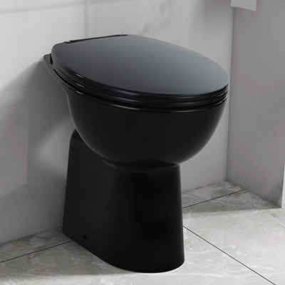 vidaXL Tiefspül-WC »Hohe Spülrandlose Toilette Soft-Close 7cm Höher Keramik Schwarz«